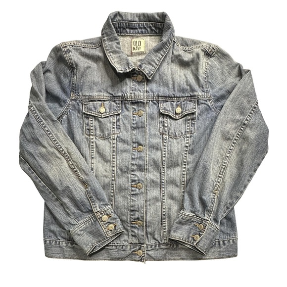 VTG Old Navy Jacket Womens 2XL Denim Trucker Jean Classic Button Pockets 2000s